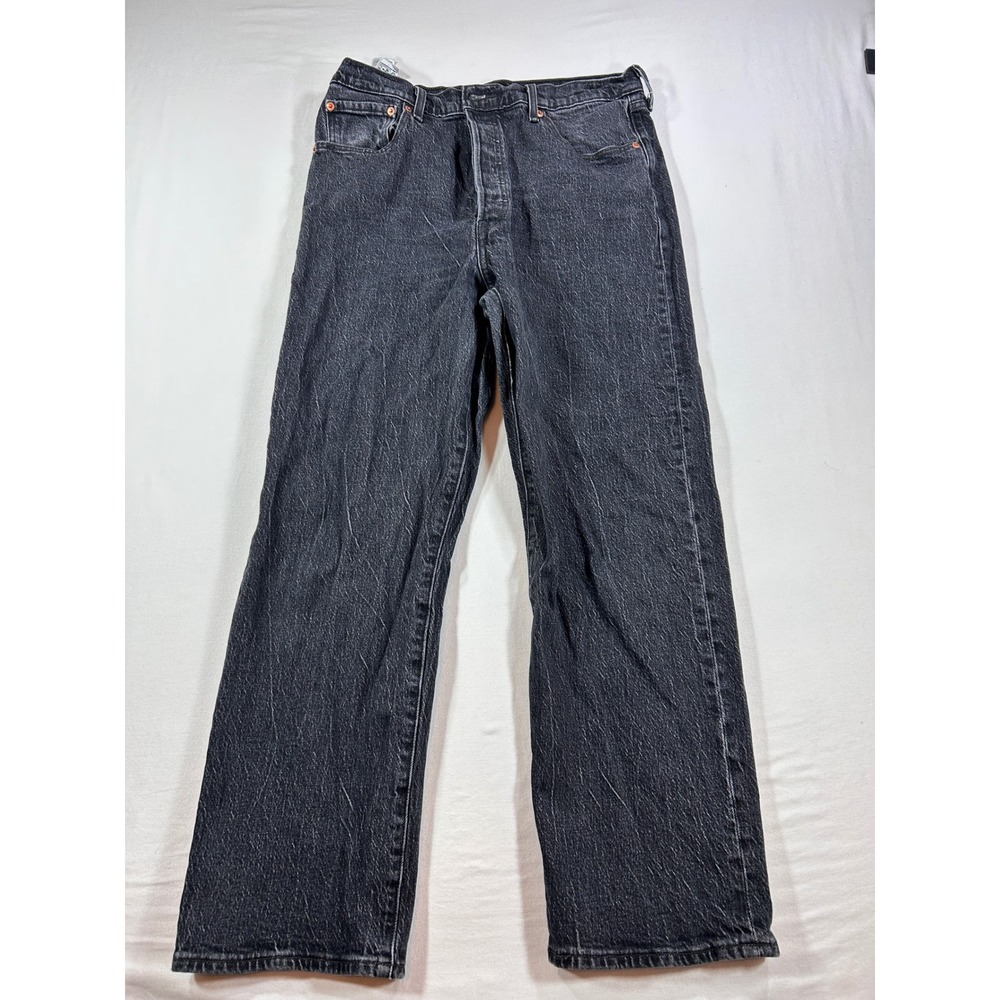 Levis Ribcage Straight Ankle Jeans Faded Black Button Fly High Rise 32x29